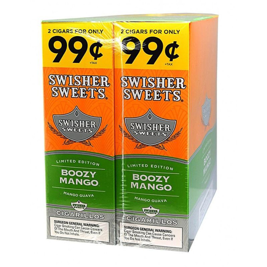 Swisher International Swisher Sweets Cigarillos Foil Boozy Mango, promotional package of 30 pouches of 2 cigarillos each.