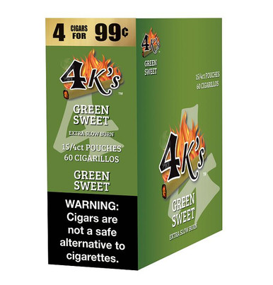 4 Kings Cigars Green Sweet 15 Pouches of 4 — Dominican green sweet cigarillos