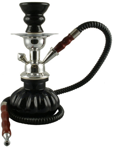 10" Pumpkin Single Hose Premium Hookah with sturdy black glass base