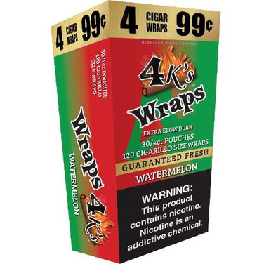 4 Kings Wraps 30/4 Pouches Watermelon – Sweet, Dominican Watermelon Cigars