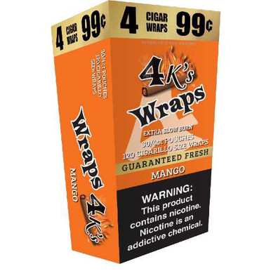 4 Kings Wraps 30/4 Pouches Mango – Sweet, Tropical Cigarillos