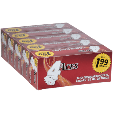 4 Aces Cigarette Filter Tubes King Size 5/200 Ct. Boxes for smoother smoking