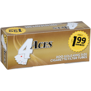 4 Aces Cigarette Filter Tubes King Size Gold 5/200 Ct. Boxes – elegant golden filter for RYO