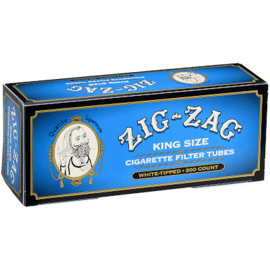 Zig Zag Cigarette Tubes King Size Blue (White Tips) 200 Ct. Box