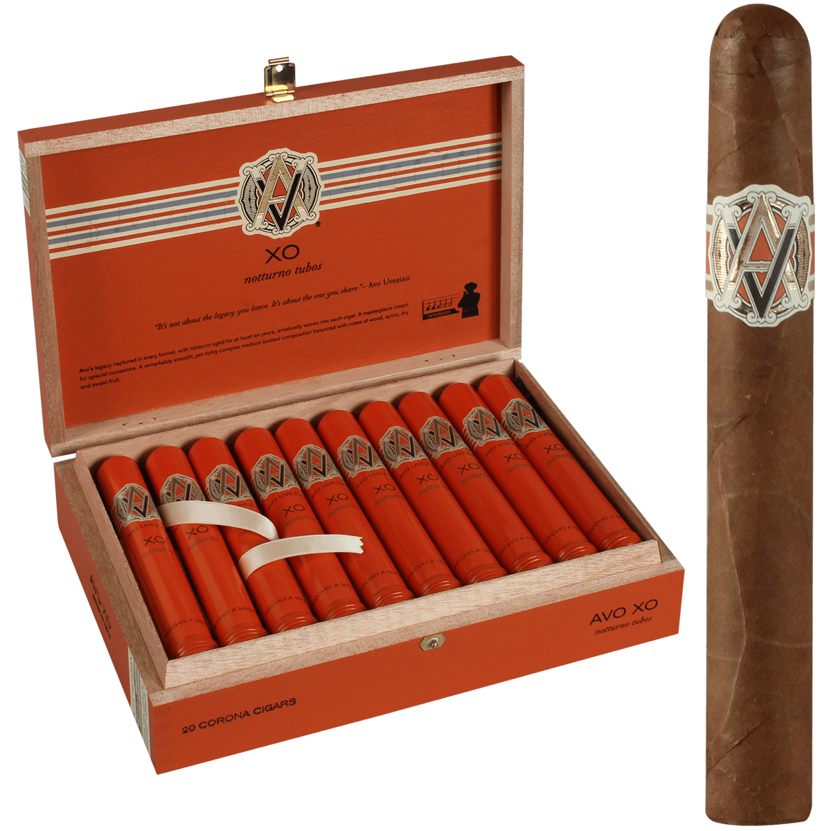 AVO Cigars XO Notturno Tubo Corona 20 Ct. Box 5.00X42