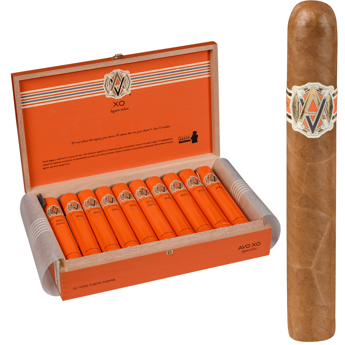 AVO Cigars XO Legato Tubos 20 Ct. Box 6.00X54