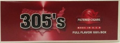 305's Filtered Cigars Full Flavor in a convenient pack, showcasing their rich tobacco.