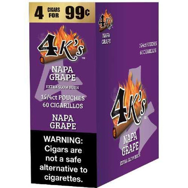 4 Kings Cigars Napa Grape 15 Pouches of 4 — delightful Dominican flavor