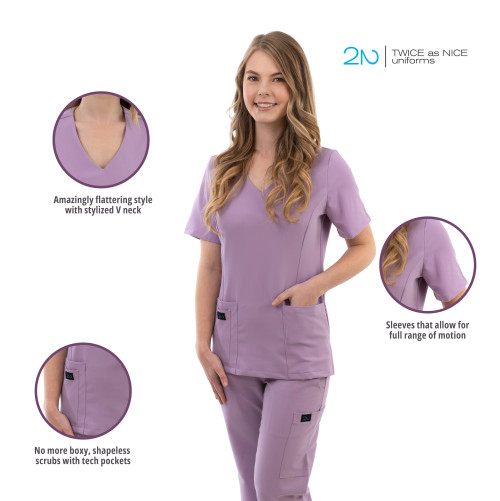 Scrub Tops, Performance Fabric LIner, Moisture Wicking, TwiceasNice Uniforms