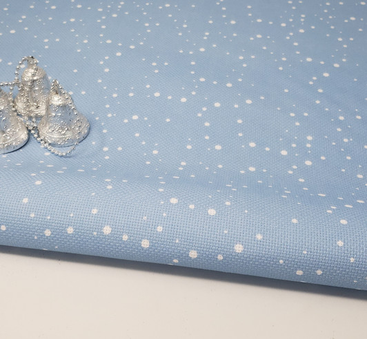 Snow on Blue Cross Stitch Fabric