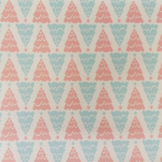 Red & Blue Christmas Trees Cross Stitch Fabric