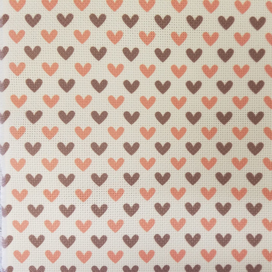 Red & Brown Hearts Cross Stitch Fabric