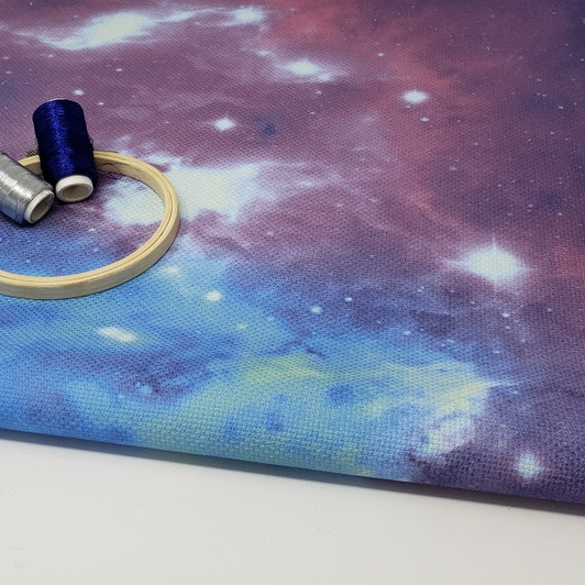 Pink  and Purple Galaxy Cross-stitch Fabric