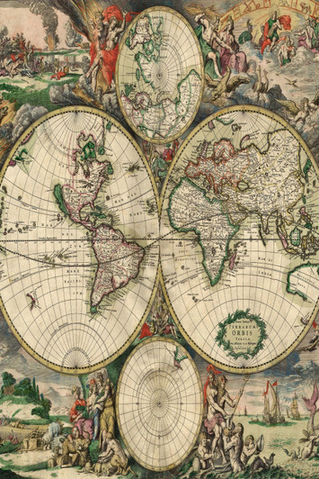 Terrarum Orbis Map Circles Cross Stitch Fabric