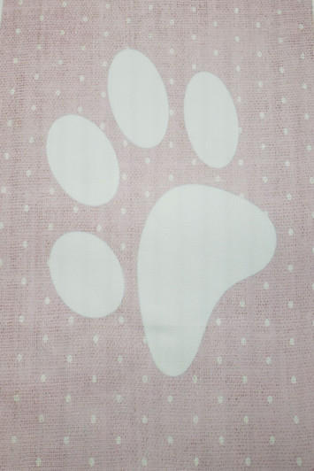 Large Paw on Pink with Dots Cross Stitch Fabric
