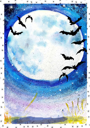 Halloween Cat Background w Border Cross Stitch Fabric
