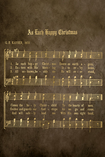 As Each Happy Christmas Lyrics Cross Stitch Fabric