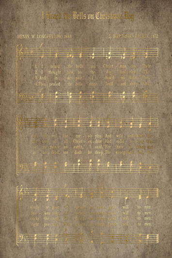 I Heard The Bells Lyrics Cross Stitch Fabric