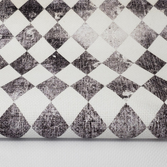 Vintage Black Harlequin Diamonds Cross Stitch Fabric