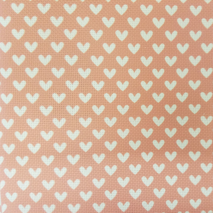 White Hearts on Red Cross Stitch Fabric