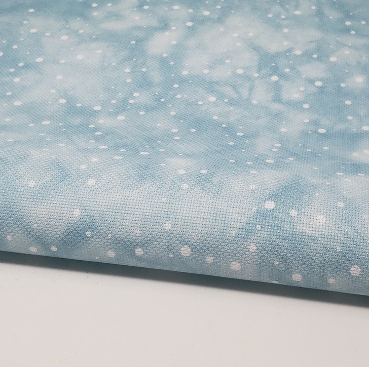 White Snowflakes w/Aqua Dyed Effect Cross Stitch Fabric