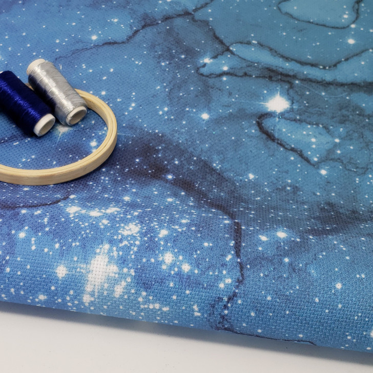 Blue Galaxy cross-stitch fabric