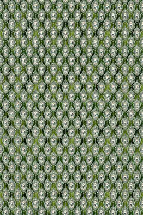 Skulls Green Cross Stitch Fabric