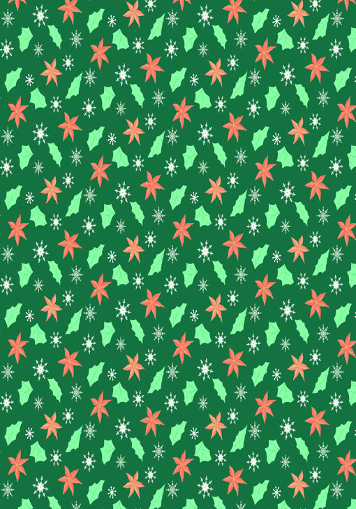 Snowflakes & Poinsettia Cross Stitch Fabric