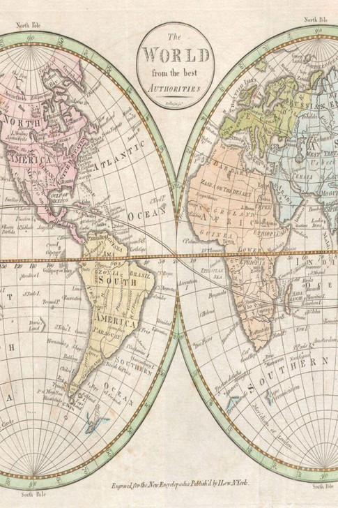 Map Round World Cross Stitch Fabric