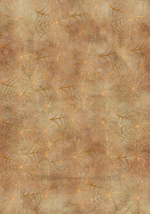 Cobwebs on Mocha Parchment - Patterned Cross Stitch Fabric