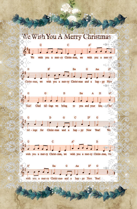 We Wish You A Merry Christmas Lyrics Cross Stitch Fabric