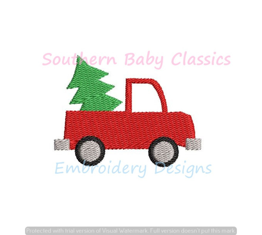 Christmas Tree Pick Up Truck Mini Fill Design Machine Embroidery Design