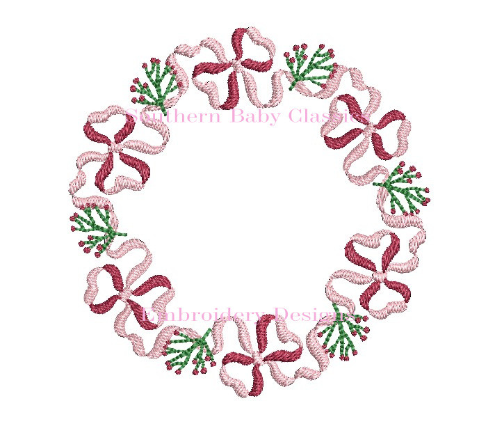 Holly Berry Interlocking Ribbon Bow Monogram Frame Christmas Girl Holiday