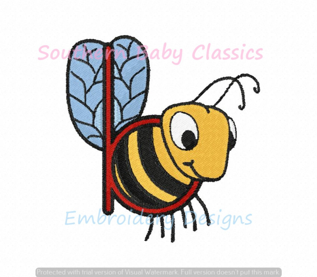 B is for Bee Alphabet Mini Fill Machine Embroidery Design ABC Name Back to  School