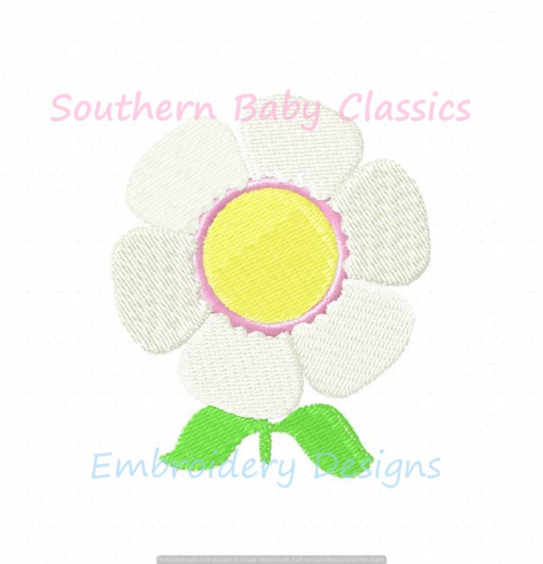 Preppy Daisy Mini Fill Machine Embroidery Design Summer Spring Girl Flower