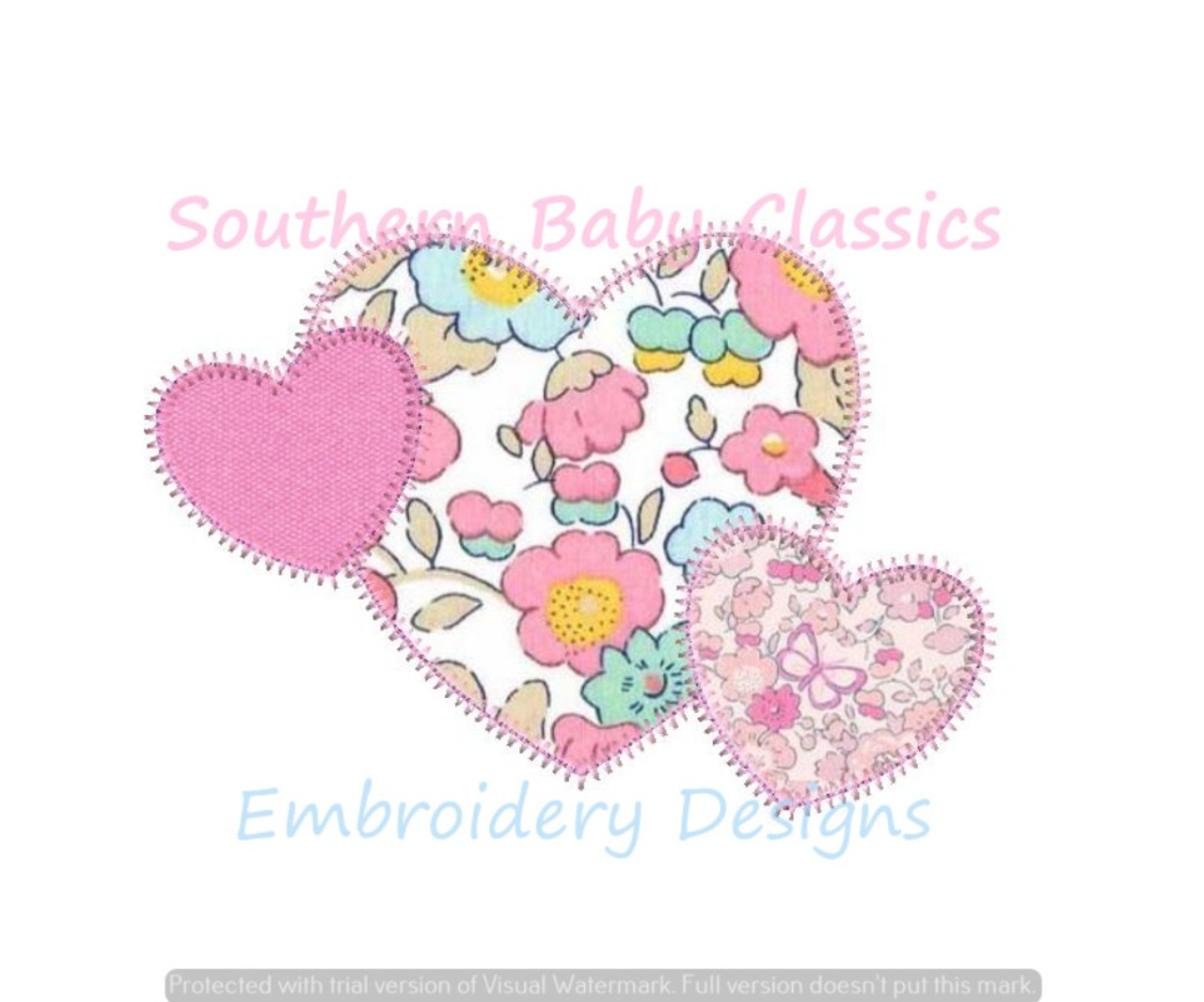 Pink & Green Heart - Digital Embroidery Pattern - And Other