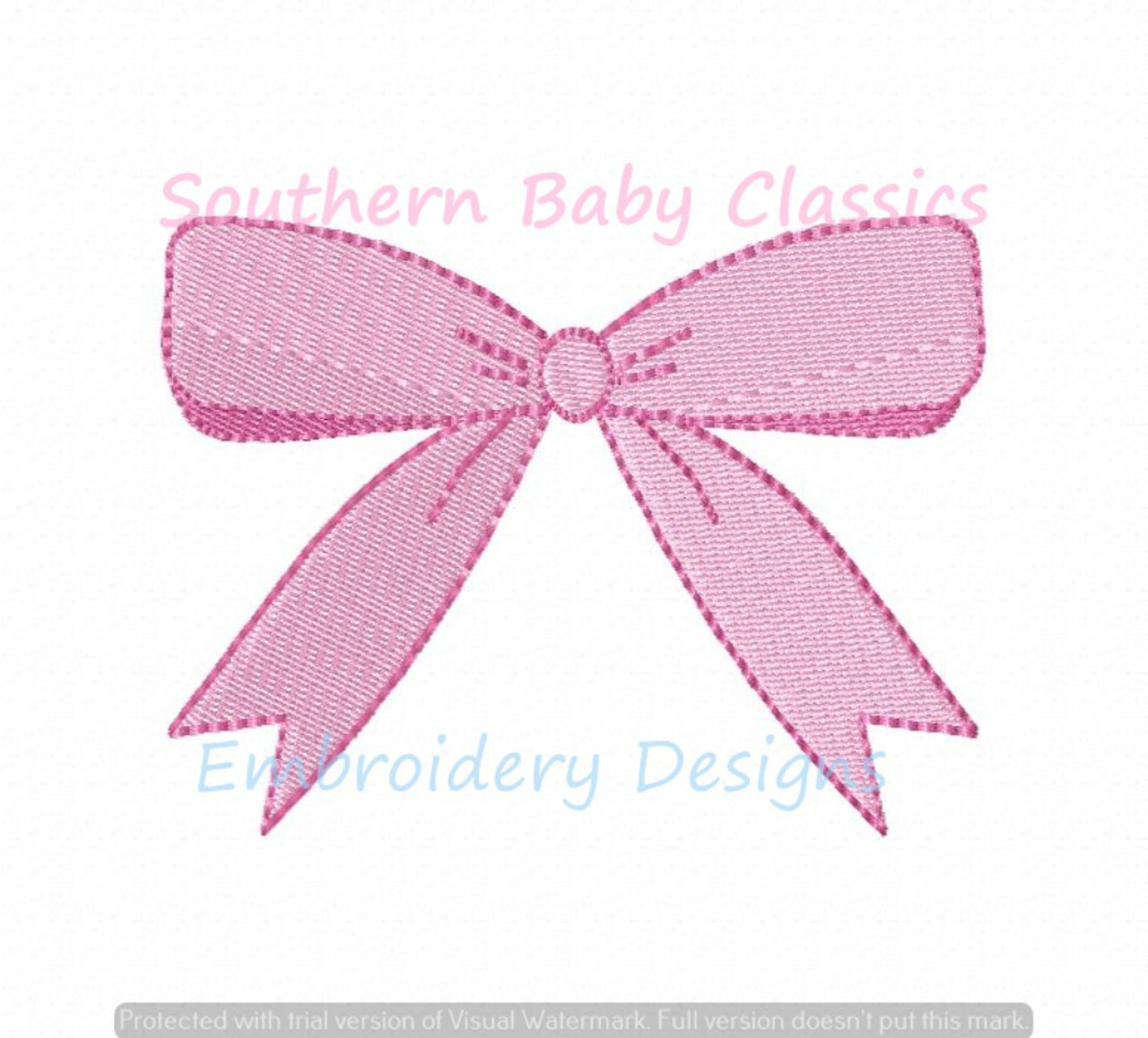 Bow Ribbon Mini Fill With Outline Machine Embroidery Design Baby Girl Cute  Preppy