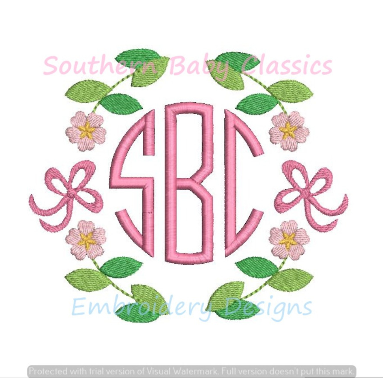 Monogram Pink Bloom N Embroidery Design