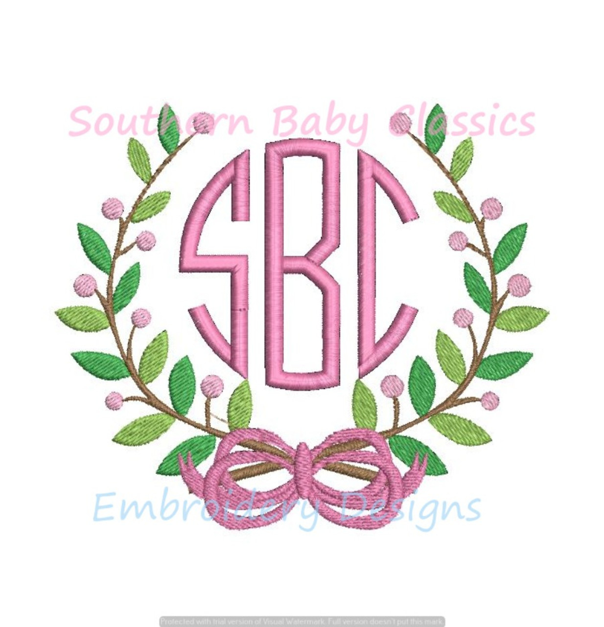 Berry Leaf Leaves Bow Ribbon Preppy Monogram Frame Machine