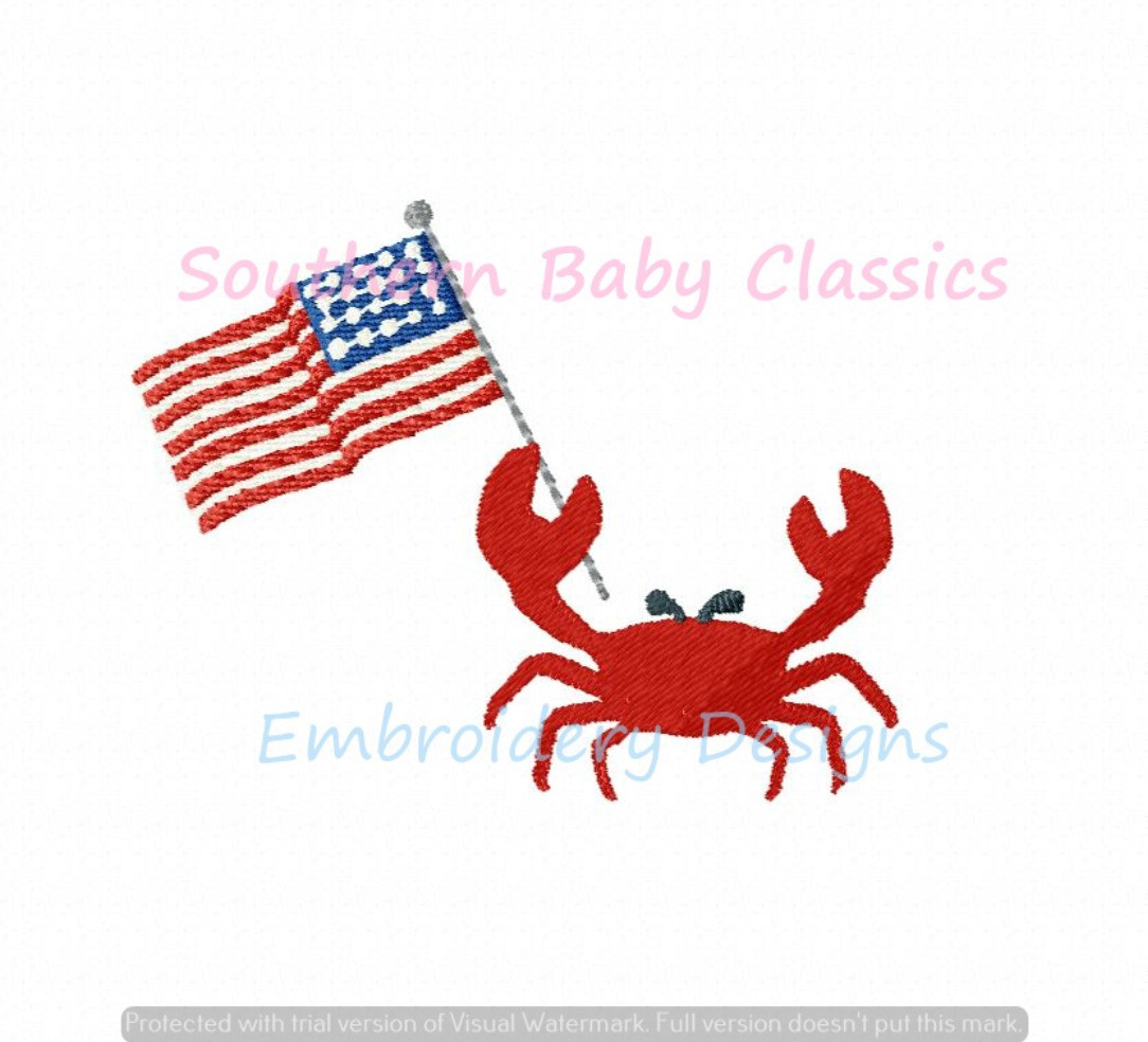 Crab American Flag Fourth of July Patriotic Beach Vacation Mini