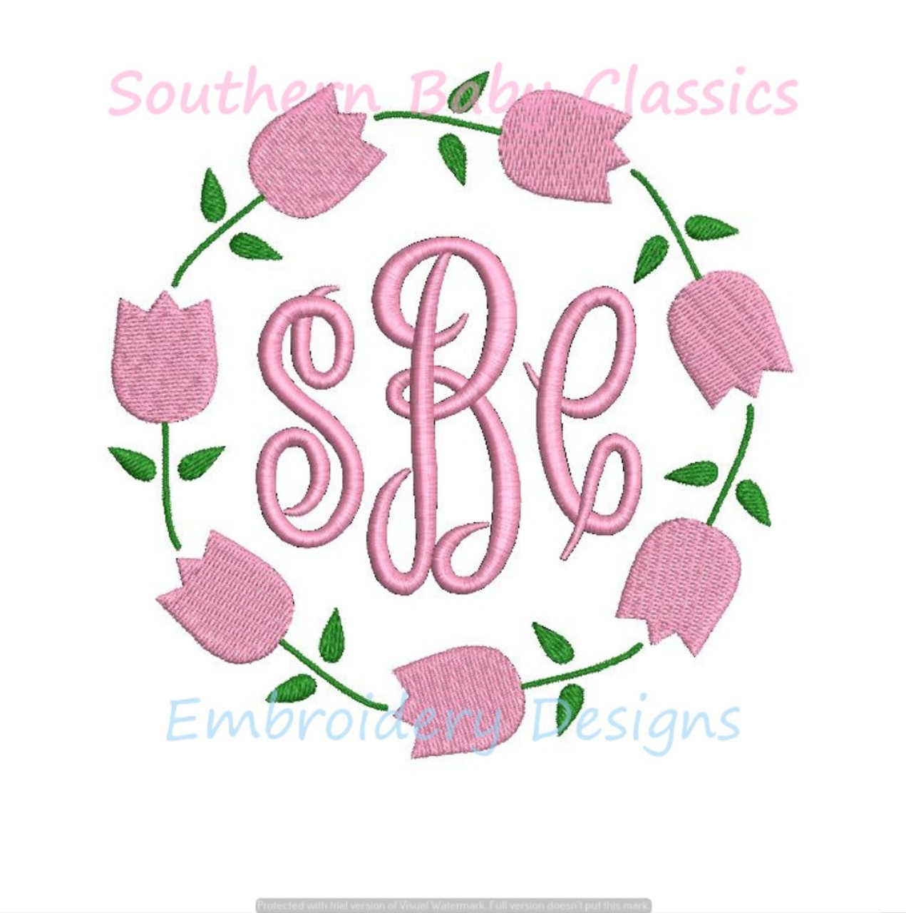 Rose Monogram Frame Connected Fill Machine Embroidery Design