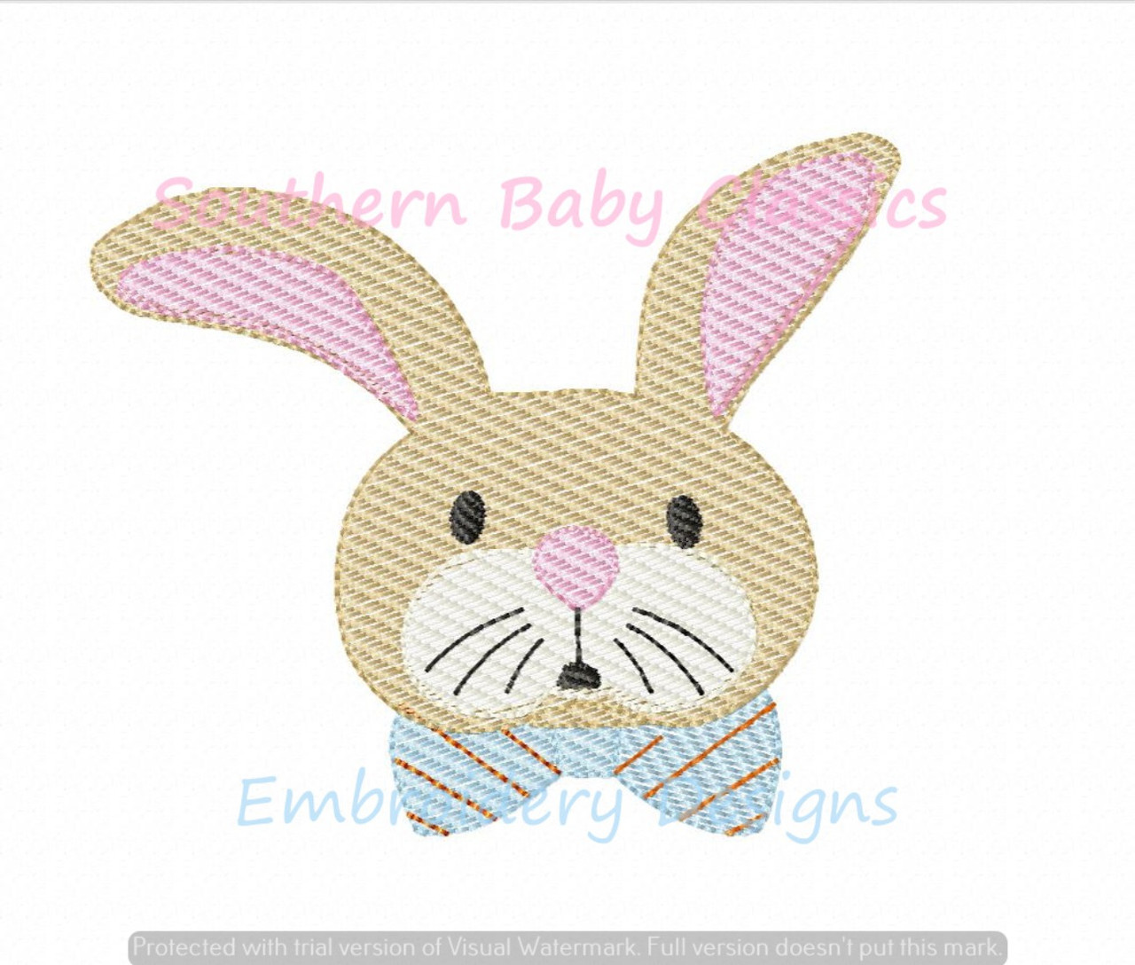Bow Tie Wearing Bunny Rabbit Easter Mini Fill Machine Embroidery Design ...