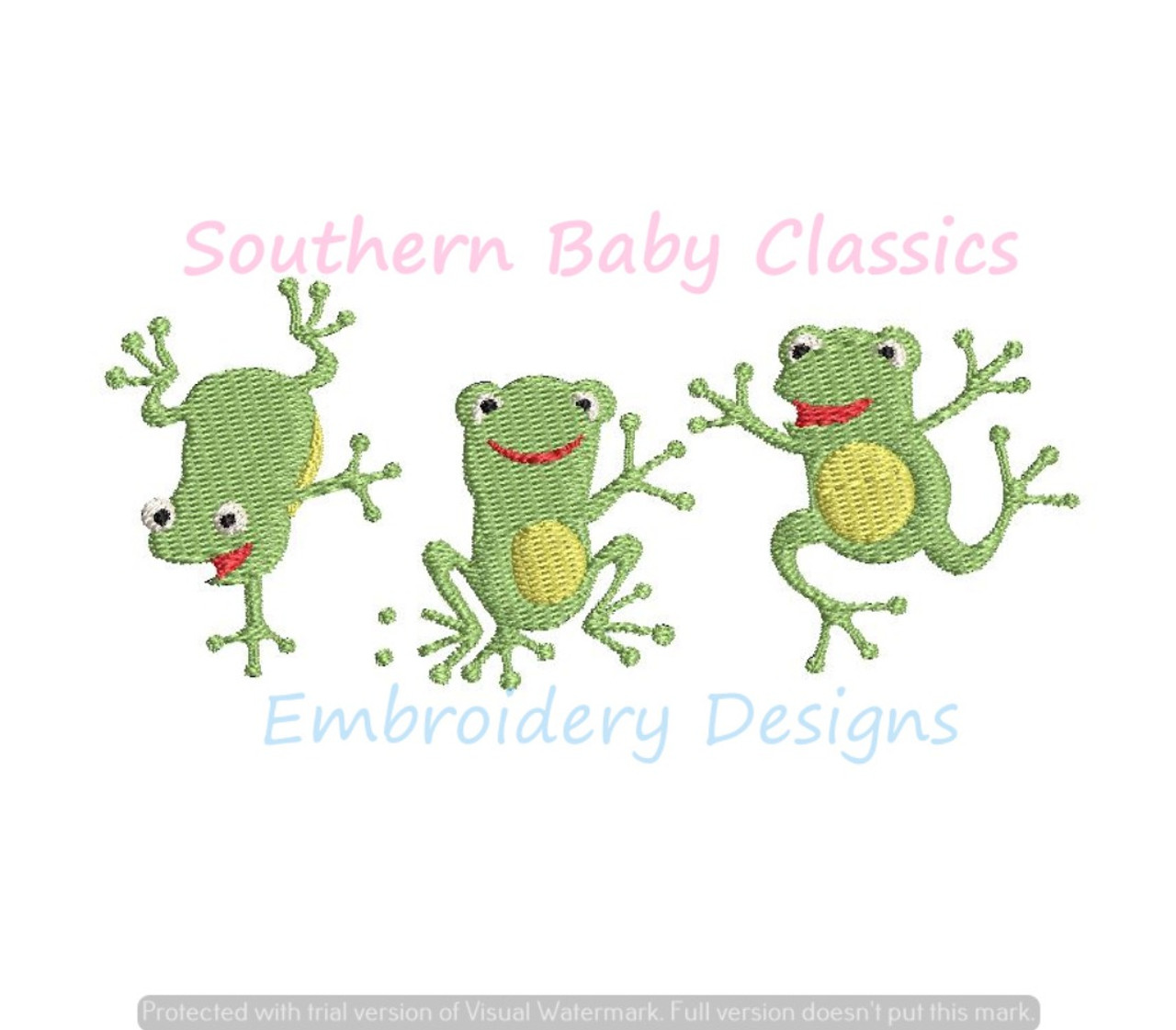 Frog Trio Row Three Full Fill Machine Embroidery Design Summer Cute Boy Spring frog-trio-row-three-full-fill-machine-embroidery-design-summer-cute-boy-spring