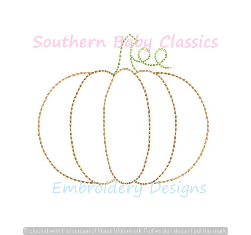 Simple Pumpkin Outline Vintage Stitch Machine Embroidery Design