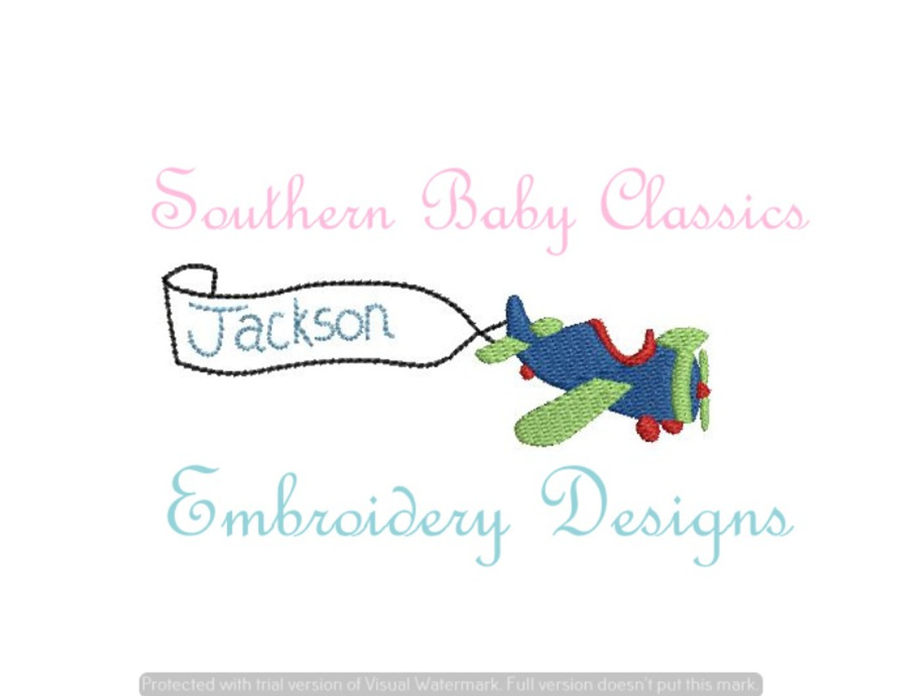 Air Plane Mini Fill with Vintage Stitch Banner Machine Embroidery Design