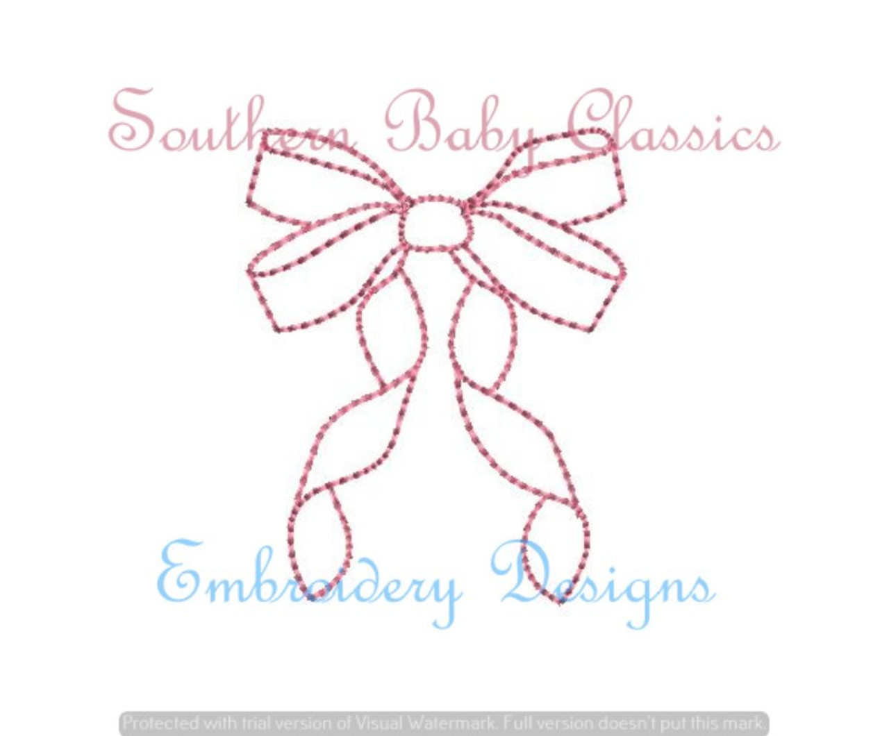 Bow Ribbon Mini Fill With Outline Machine Embroidery Design Baby Girl Cute  Preppy