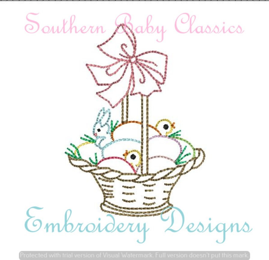 Easter Basket Vintage Stitch Machine Embroidery Spring/Easter