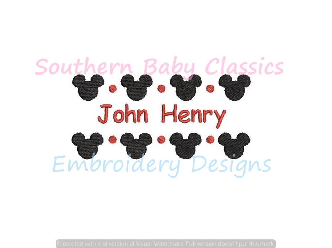 Mouse Boy Name Frame Machine Embroidery Design Character