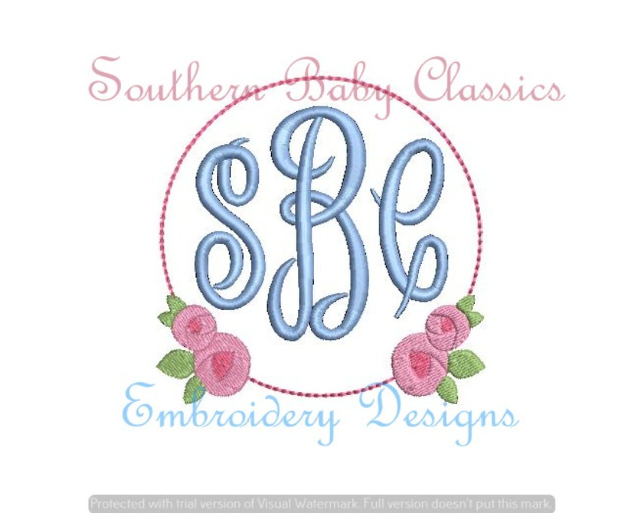 Rose Monogram Frame Connected Fill Machine Embroidery Design