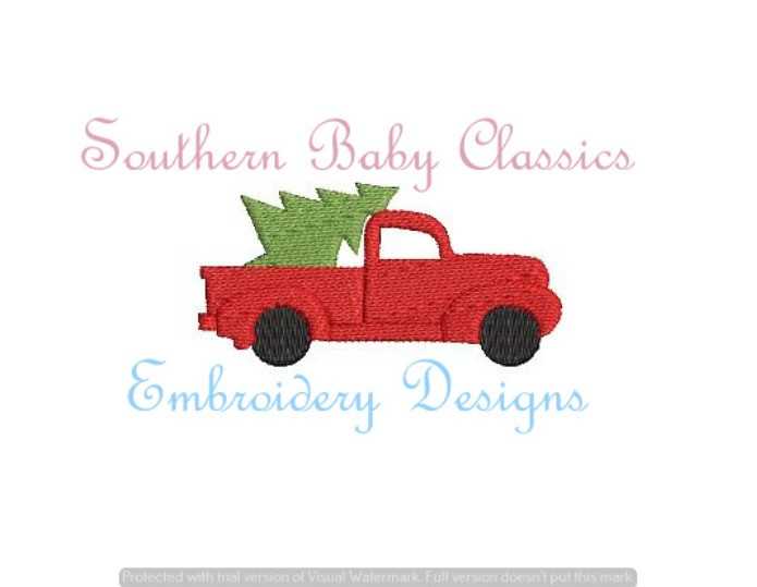 Christmas Tree Pick Up Truck Mini Fill Design Machine Embroidery Design